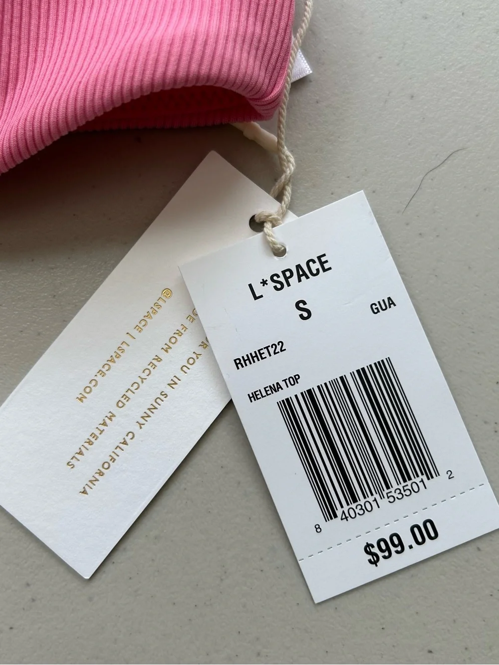 L*Space Helena Bikini Top Guava Pink Ribbed V-Wire Swim RHHET22 Size Small NWT